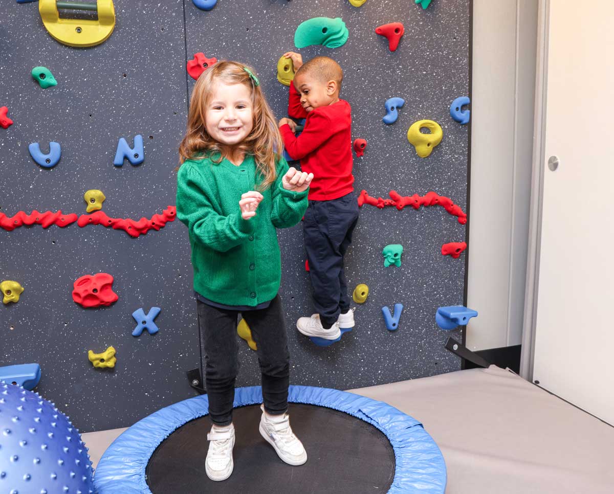 Climbing wall in the Prek Center room at Maranatha Christian Academy